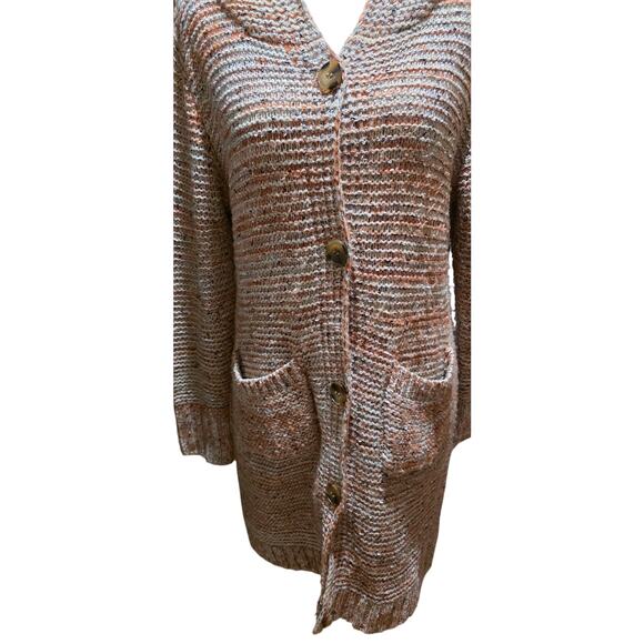Easel Hooded Button-Front Cardigan – Pockets – Marled Knit – Size Small - Picture 6 of 7